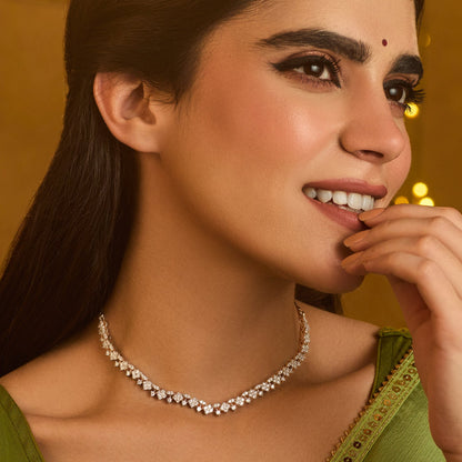 Luminous Dew CZ Silver Necklace