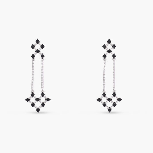 Monochrome Play Reverie CZ Silver Drop Earrings