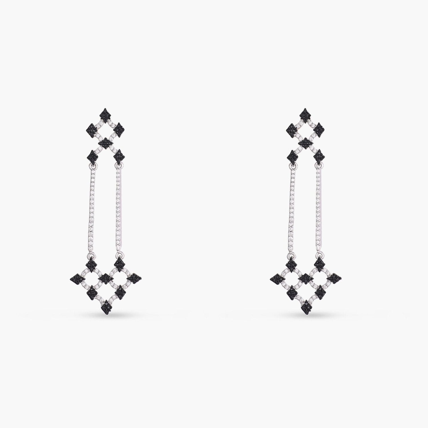 Monochrome Play Reverie CZ Silver Drop Earrings