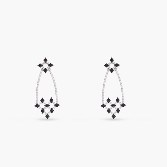 Monochrome Play Chandelier CZ Silver Drop Earrings