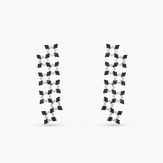 Monochrome play Trinket CZ Silver Drop Earrings