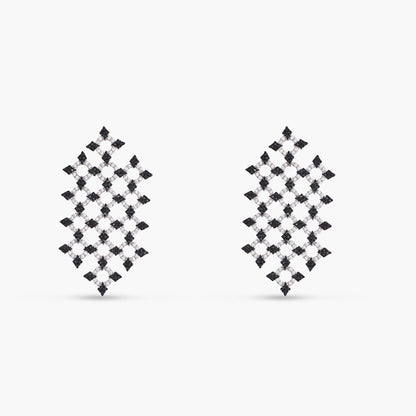 Monochrome Play Statement Silver Drop Earrings
