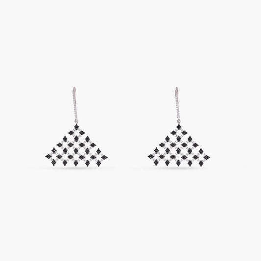 Monochrome Play CZ Silver Triangular Drop Earrings