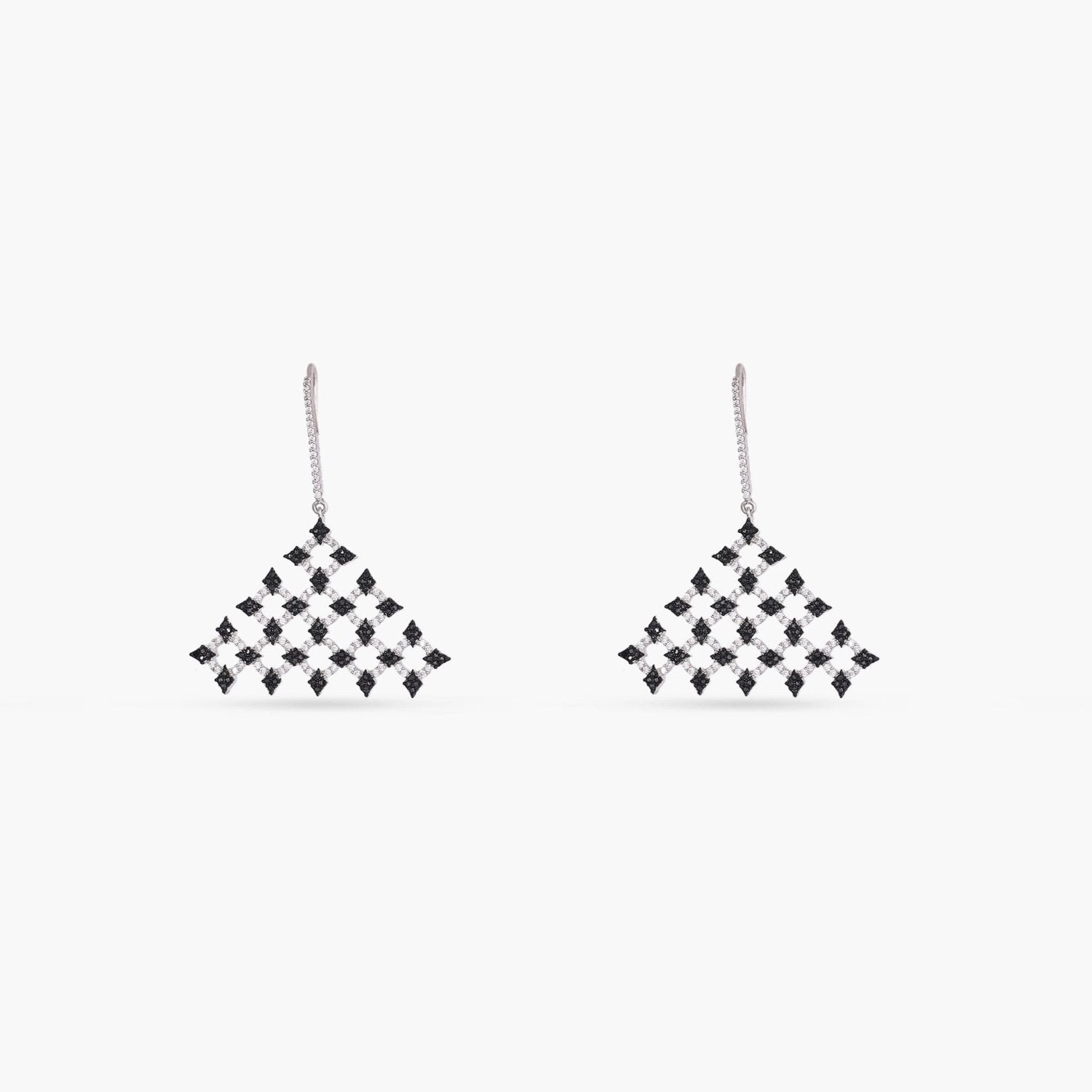 Monochrome Play CZ Silver Triangular Drop Earrings