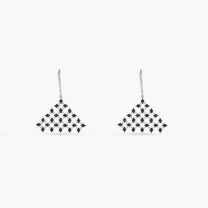 Monochrome Play CZ Silver Triangular Drop Earrings