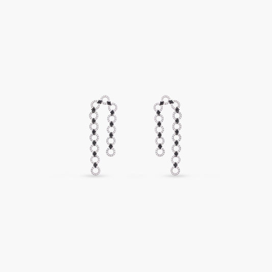 Monochrome Play Linked CZ Silver Drop Earring