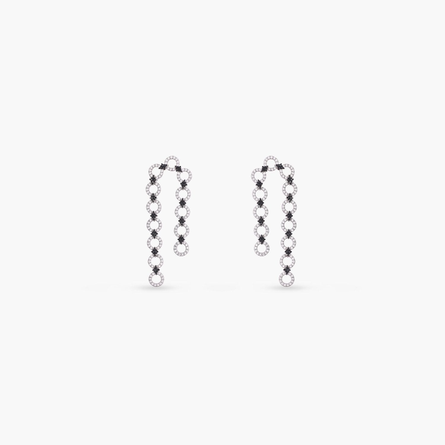 Monochrome Play Linked CZ Silver Drop Earring