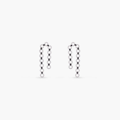 Monochrome Play Linked CZ Silver Drop Earring