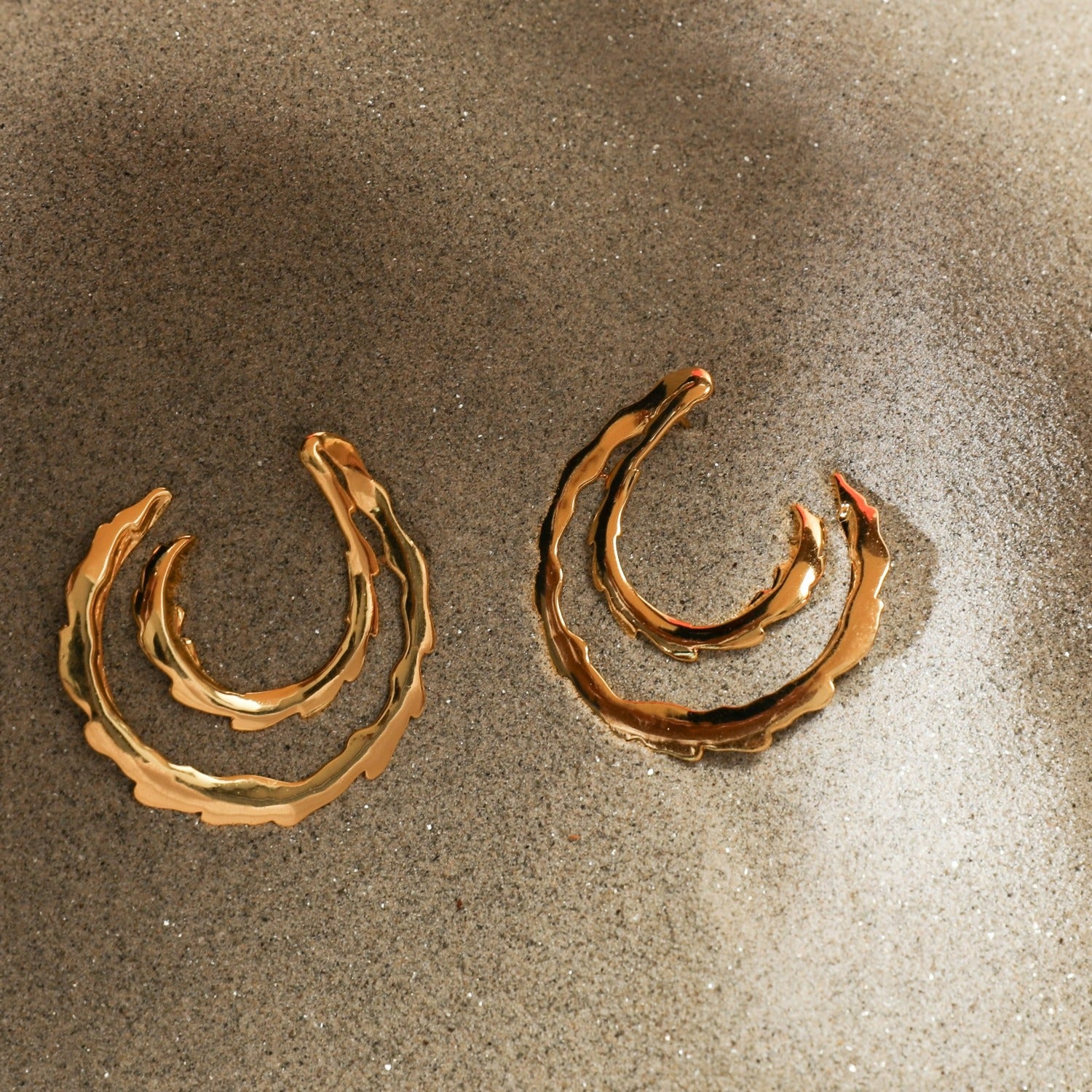 Sandscape Statement Silver Hoop Earrings