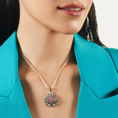 Minimal Floral Moissanite Silver Pendant