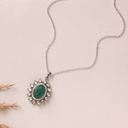 Dainty Carved MOISSANITE SILVER PENDANT