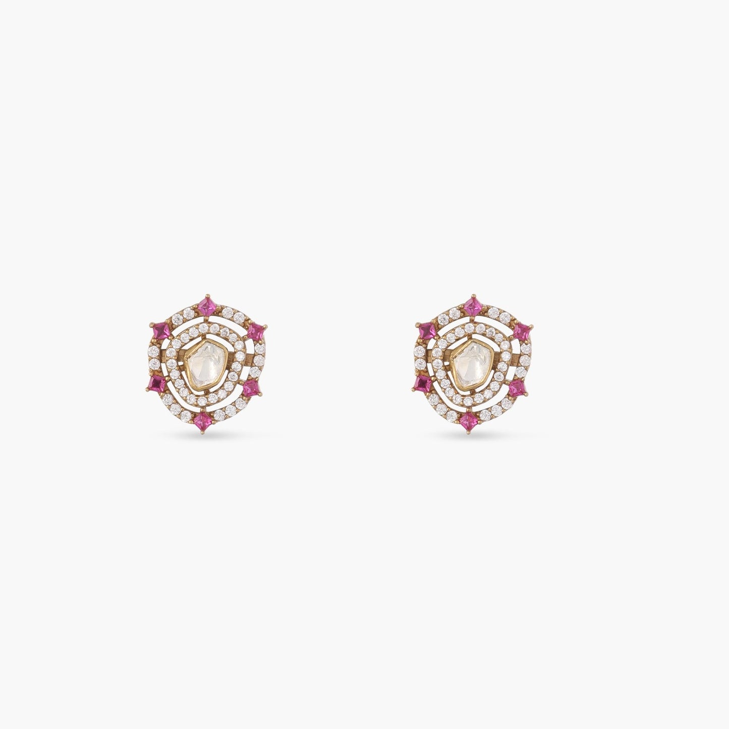 Round Asymmetric Moissanite Silver Earrings
