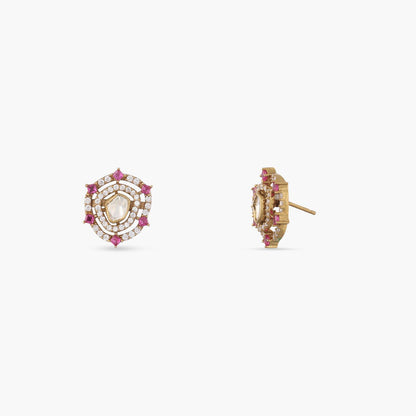 Round Asymmetric Moissanite Silver Earrings