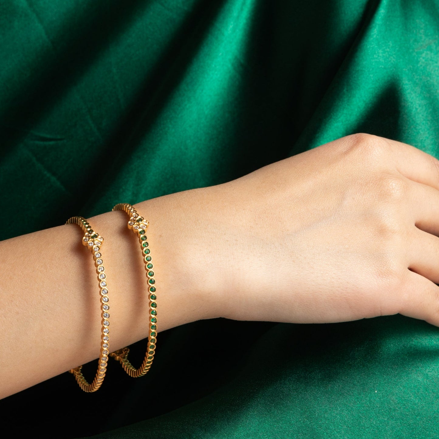 Devika CZ Silver Bangles