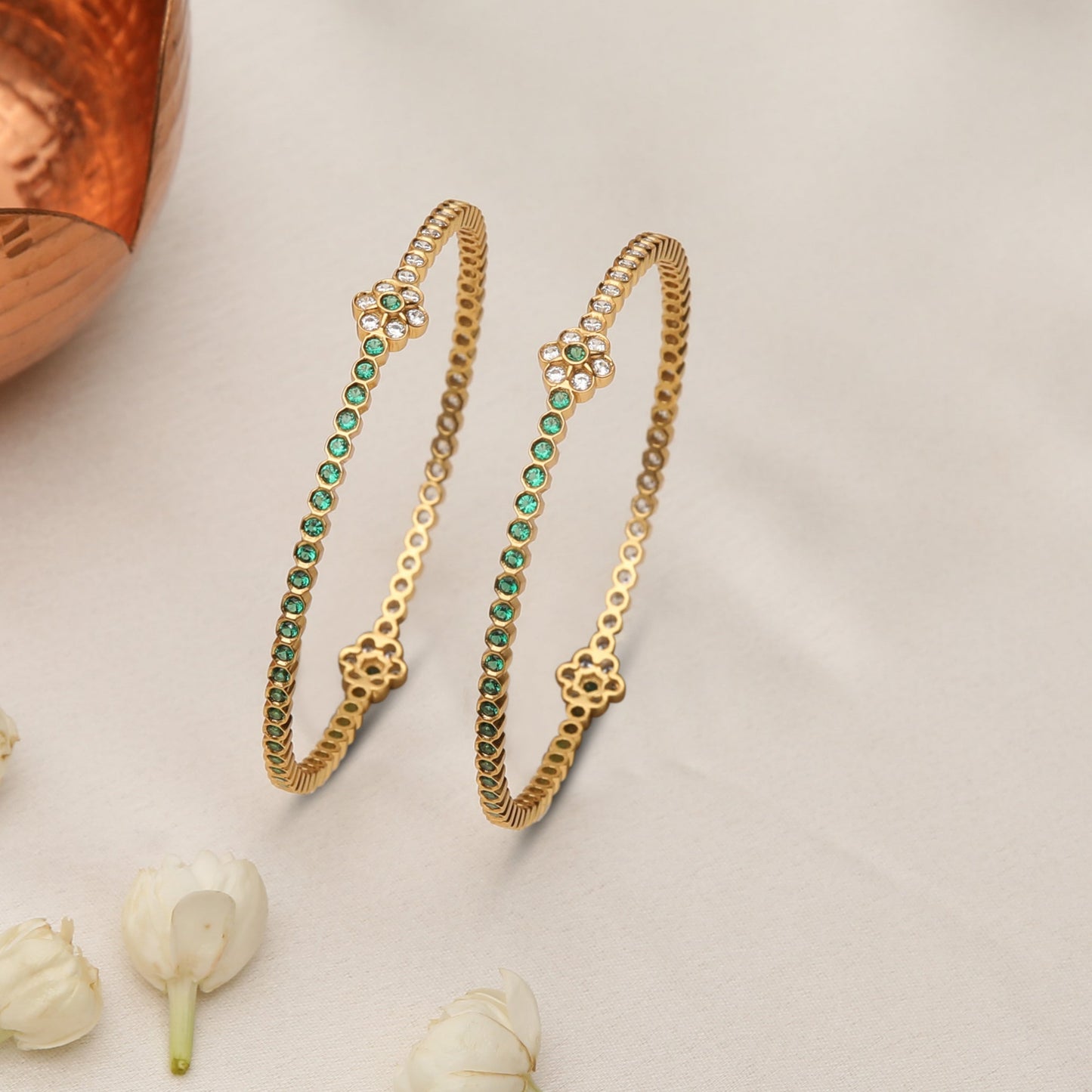 Devika CZ Silver Bangles