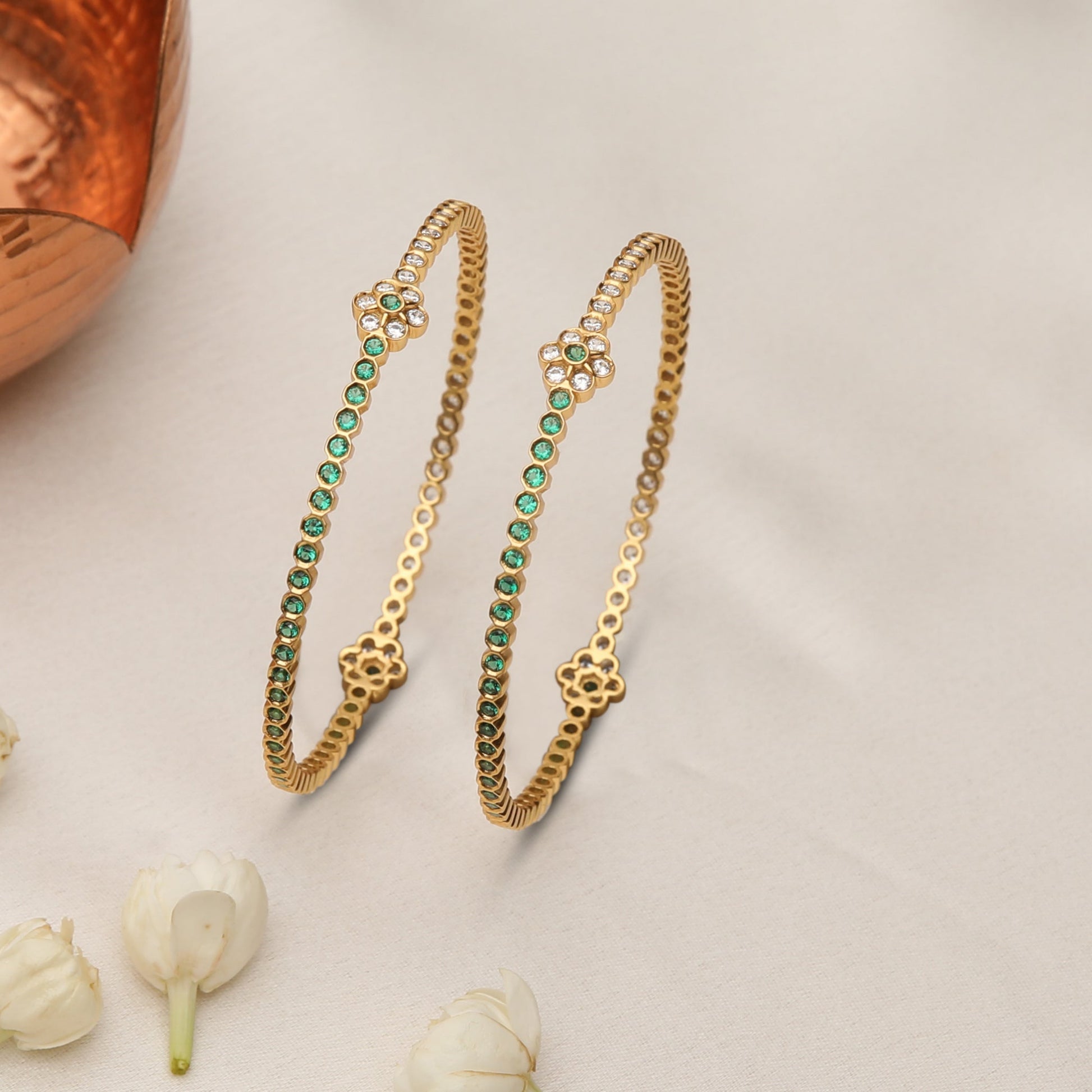 Devika CZ Silver Bangles