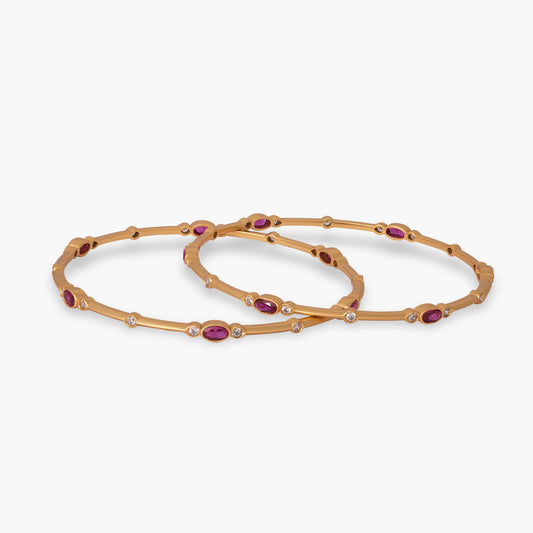 Nyra Modern Red CZ Silver Bangles