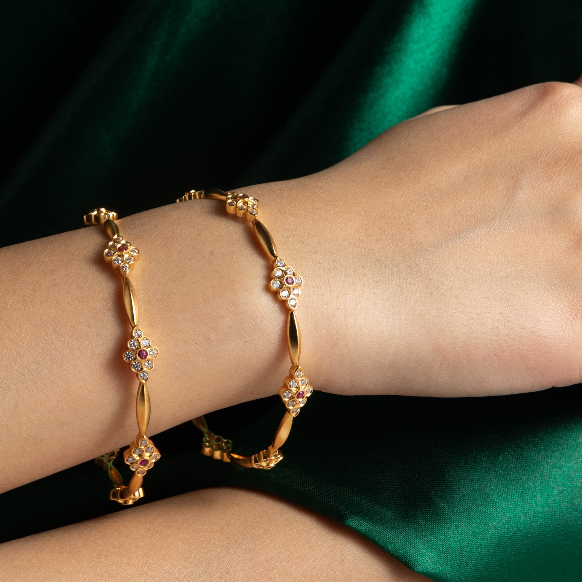 Shravya CZ Silver Bangles
