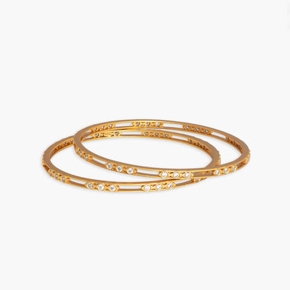 Aira Modern Red CZ Silver Bangles