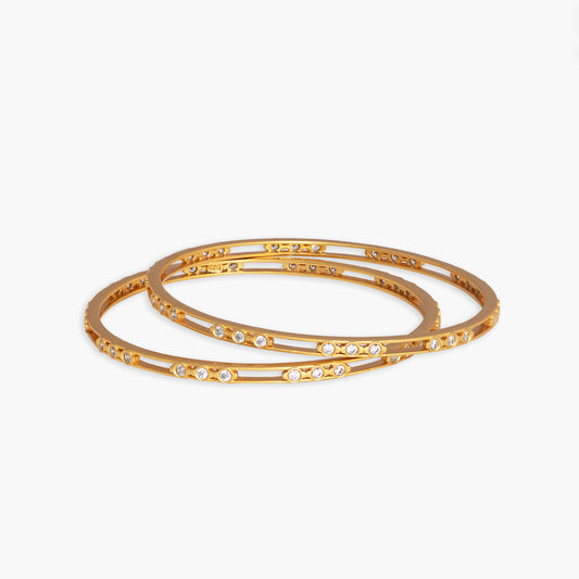 Aira Modern Red CZ Silver Bangles