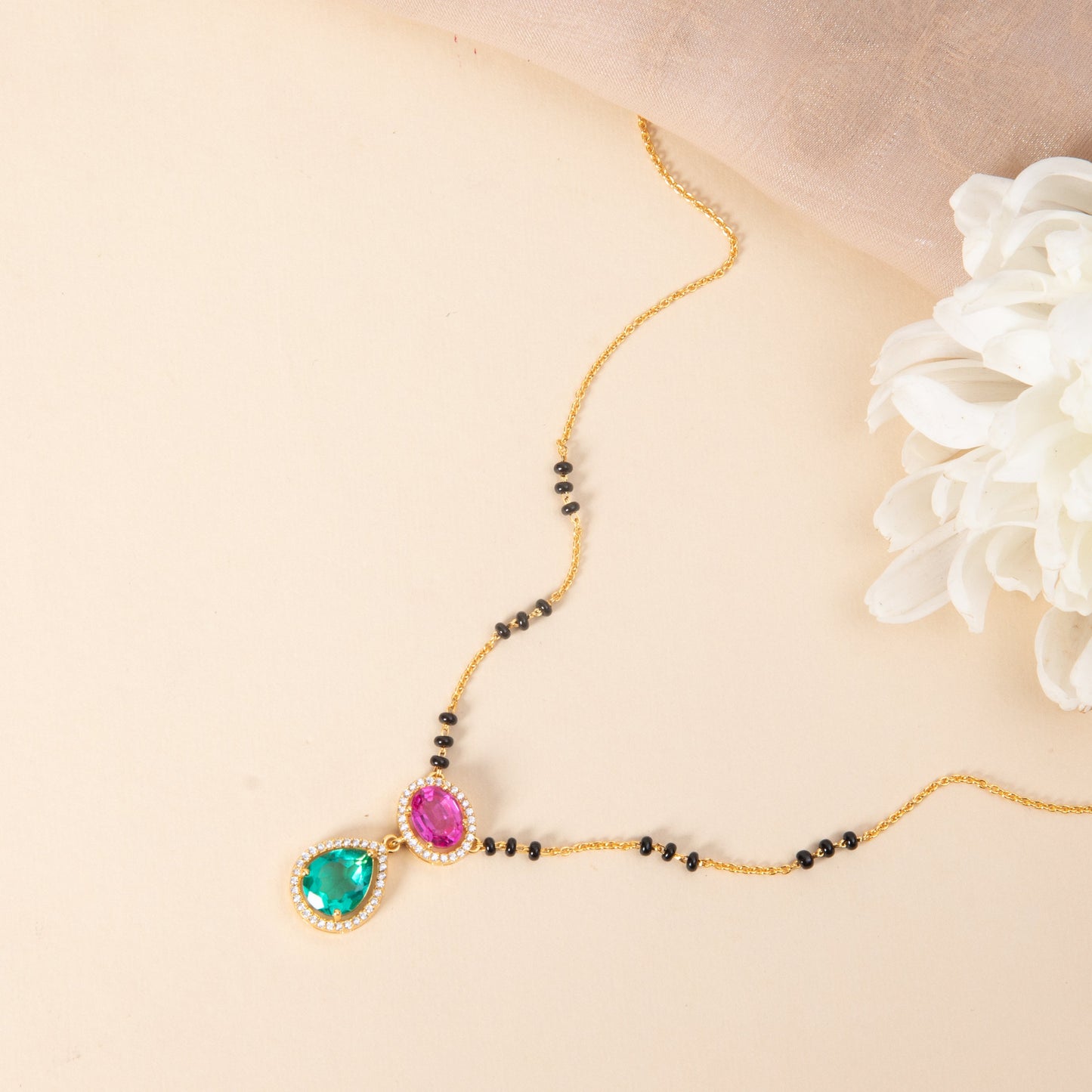 Graceful Drop CZ Silver Mangalsutra