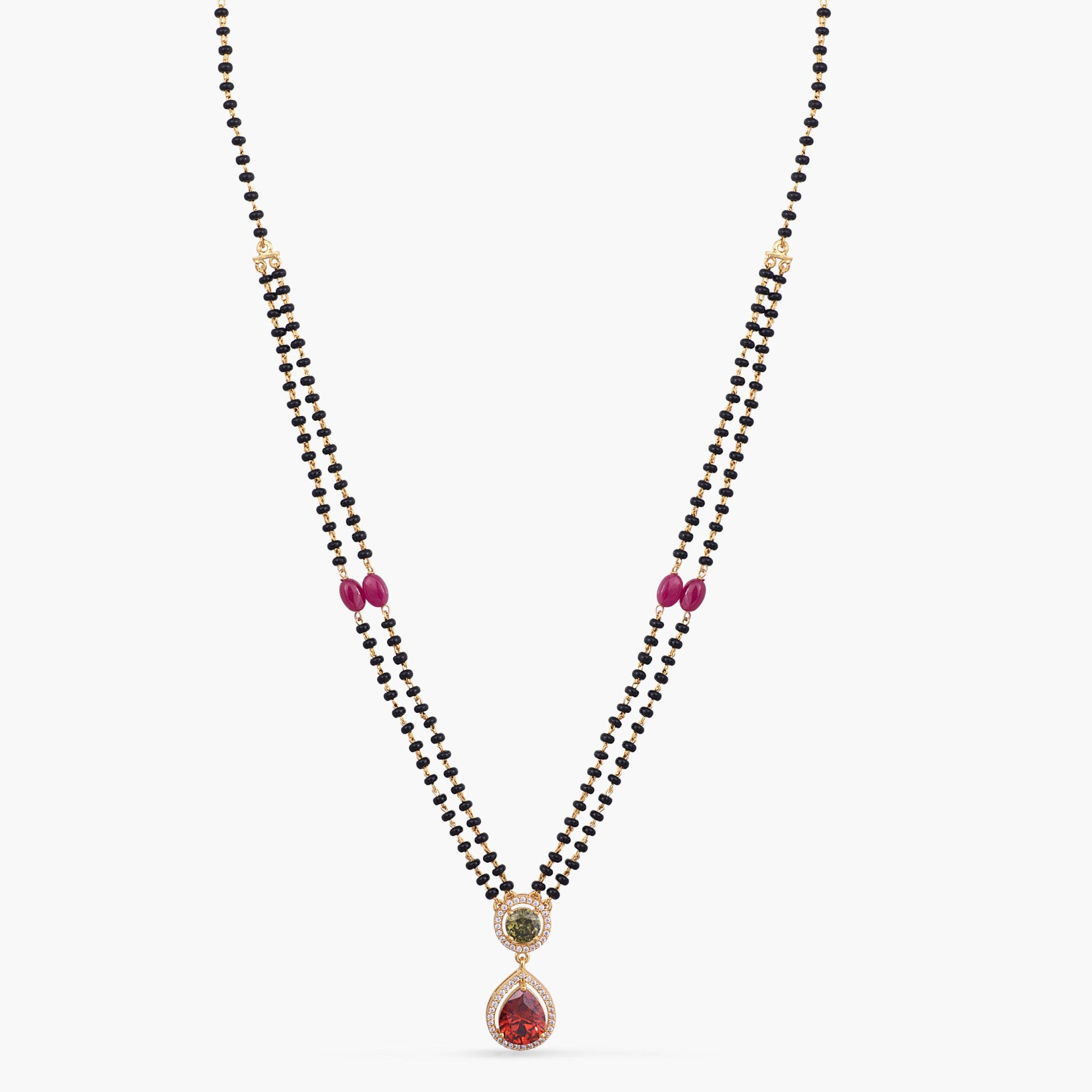 Radiant Crimson CZ Silver Mangalsutra
