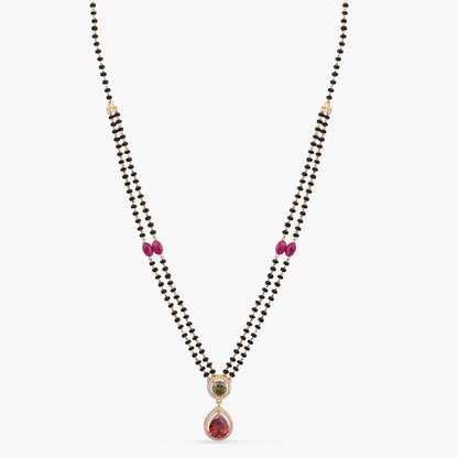 Radiant Crimson CZ Silver Mangalsutra