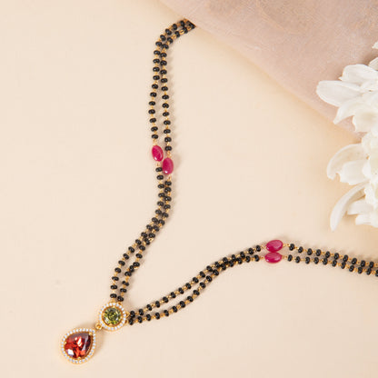 Radiant Crimson CZ Silver Mangalsutra