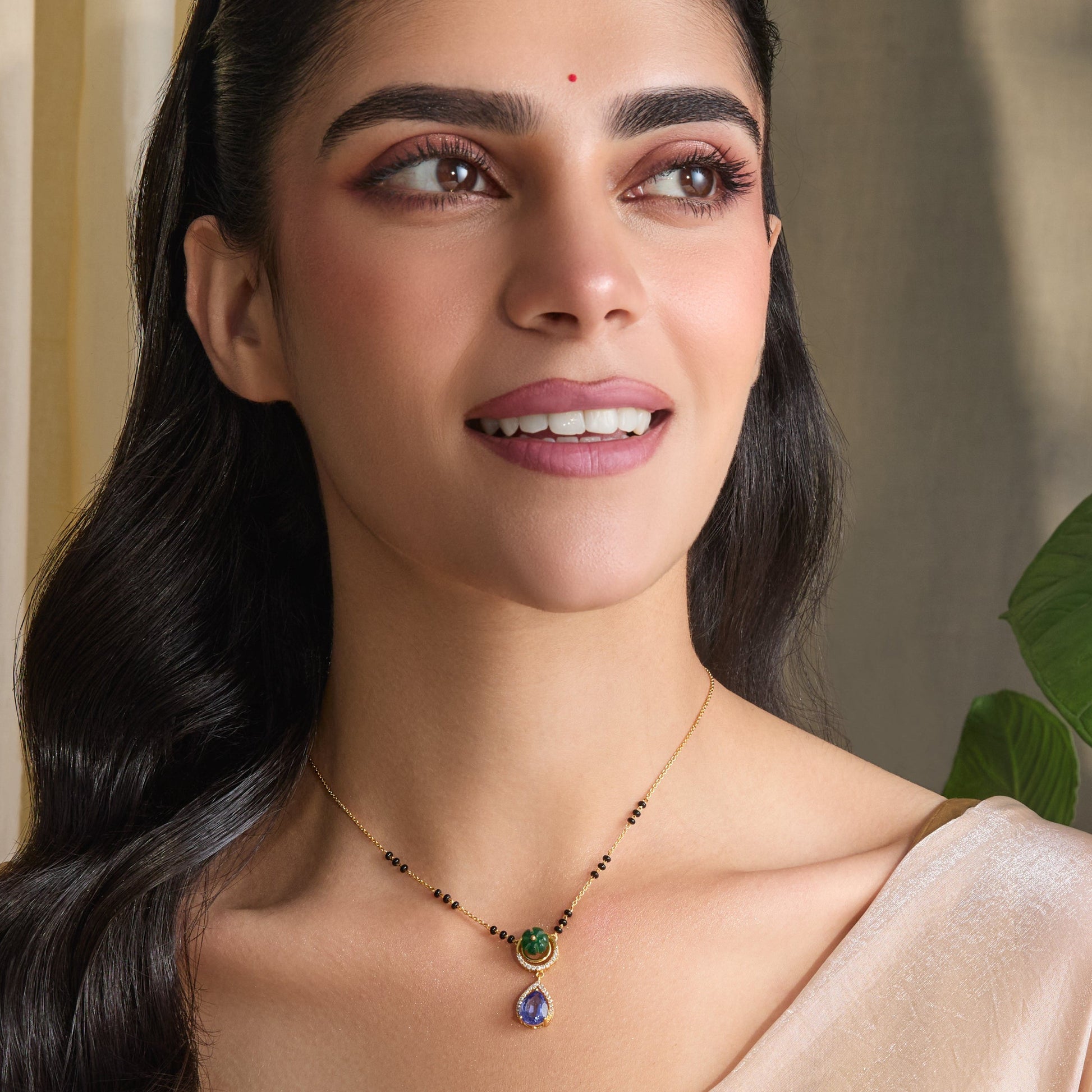 Dewy Peridot CZ Silver Mangalsutra