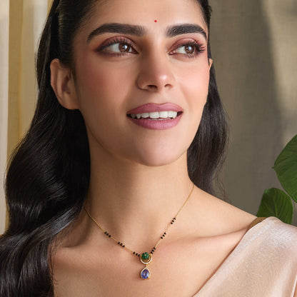 Dewy Peridot CZ Silver Mangalsutra