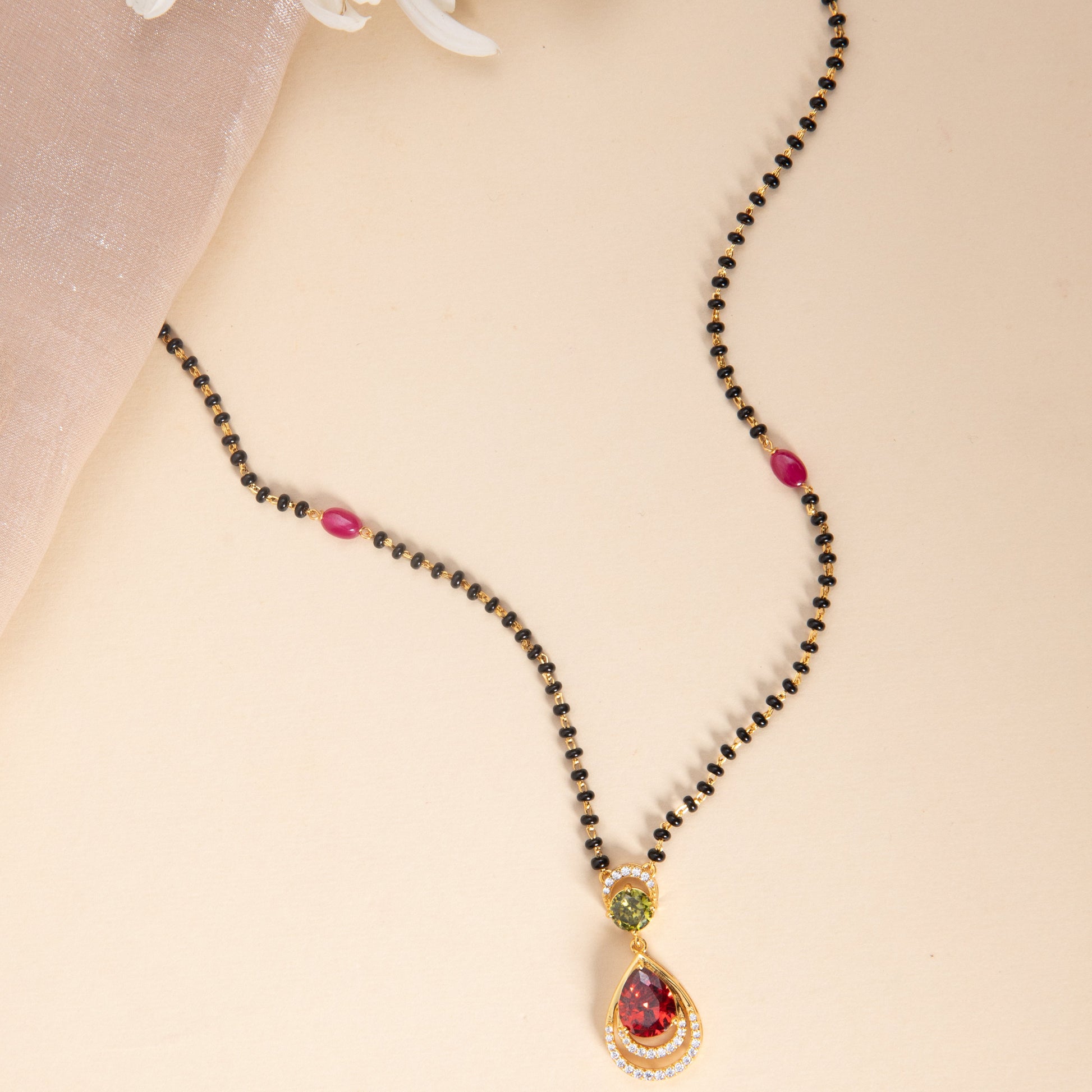 Prism Bloom CZ Silver Mangalsutra
