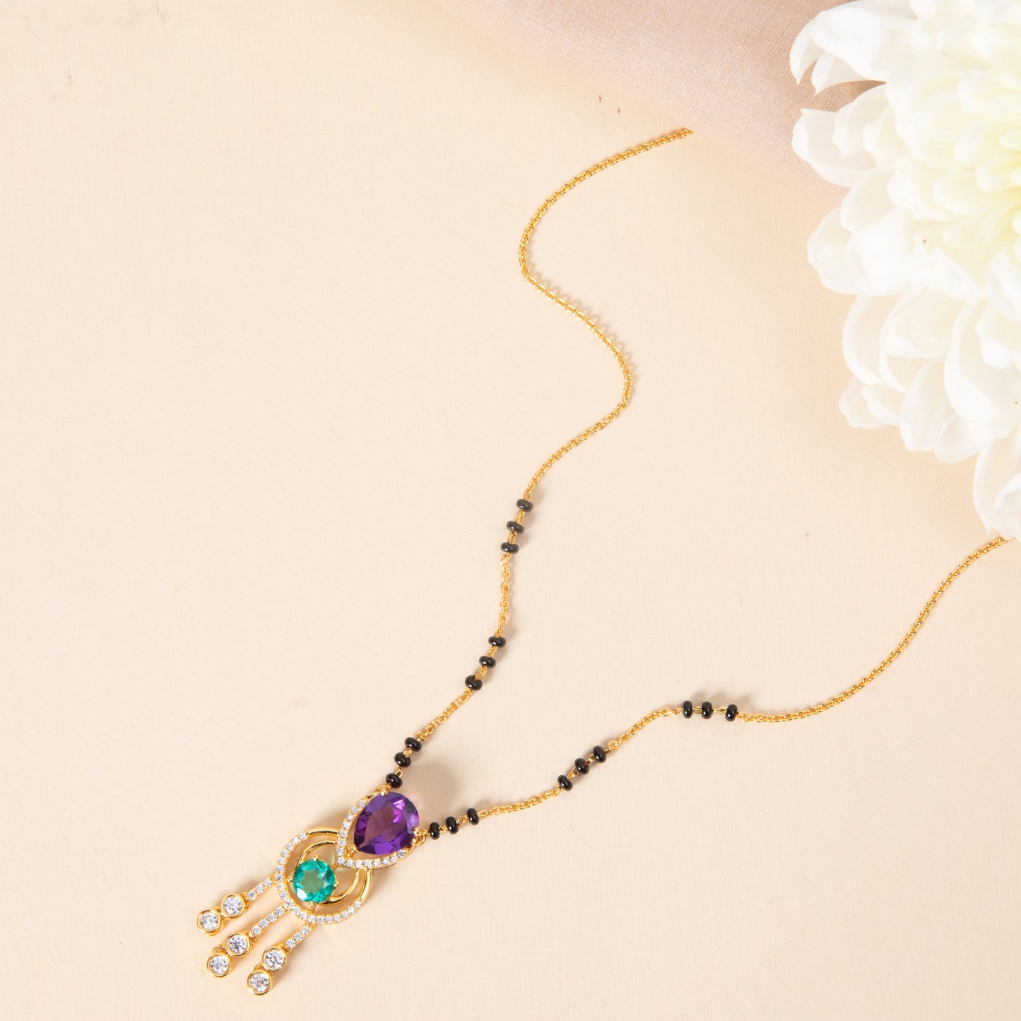Royal Cascade CZ Silver Mangalsutra