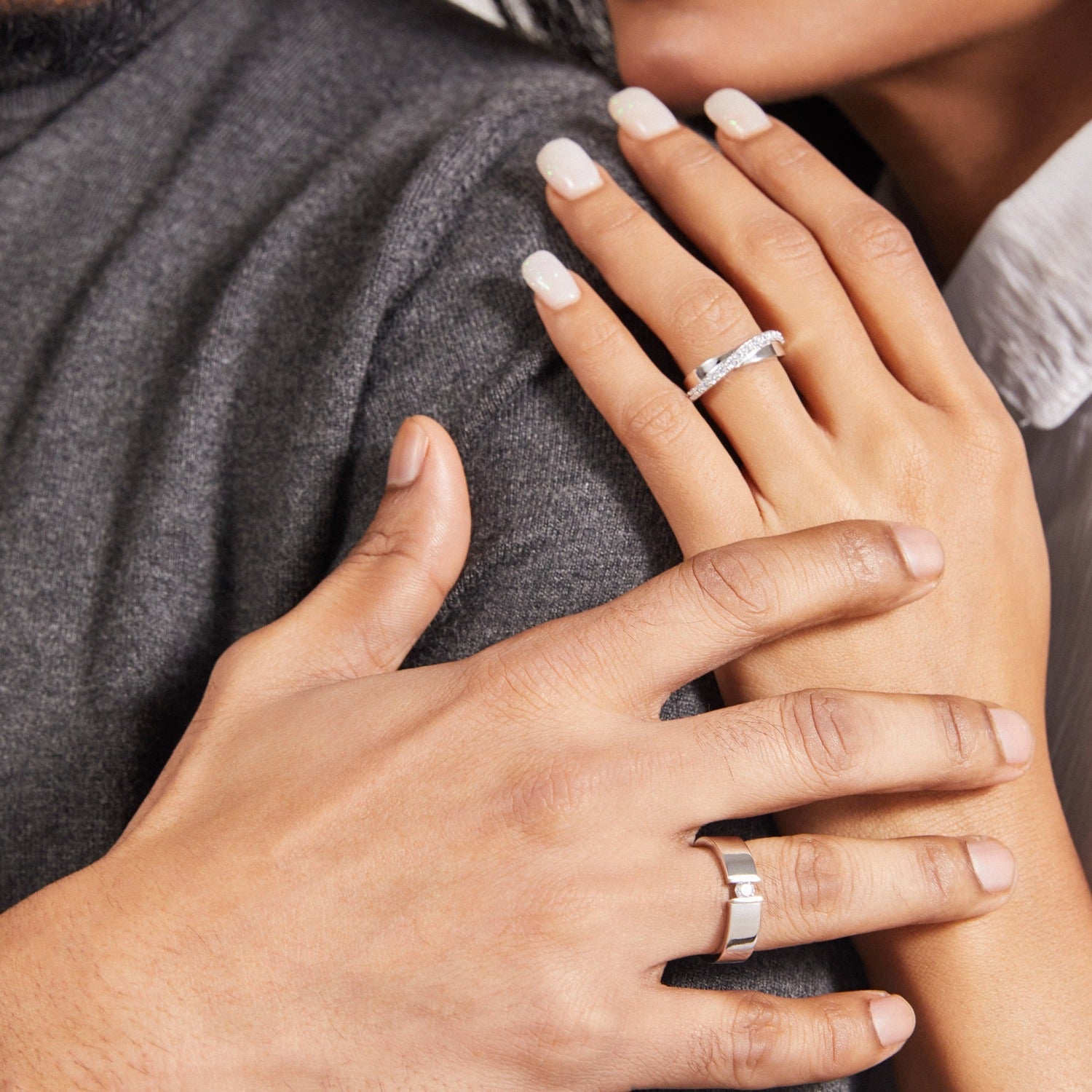 Pure Union CZ Silver Couple Rings