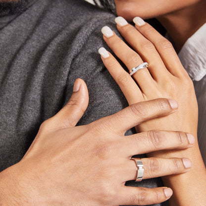 Pure Union CZ Silver Couple Rings