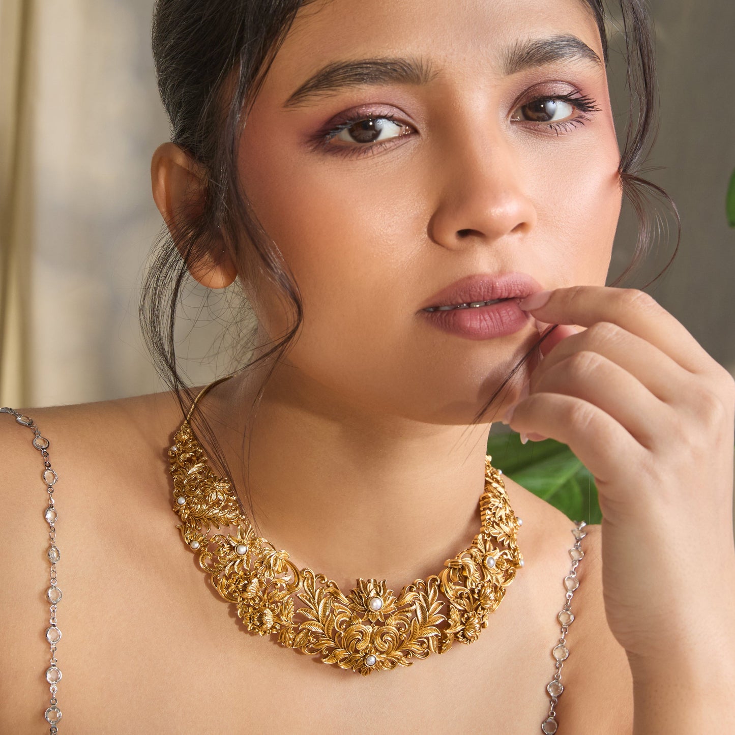 Mallika Antique Silver Necklace