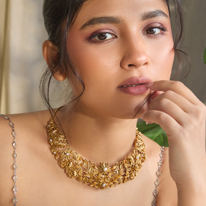 Mallika Antique Silver Necklace