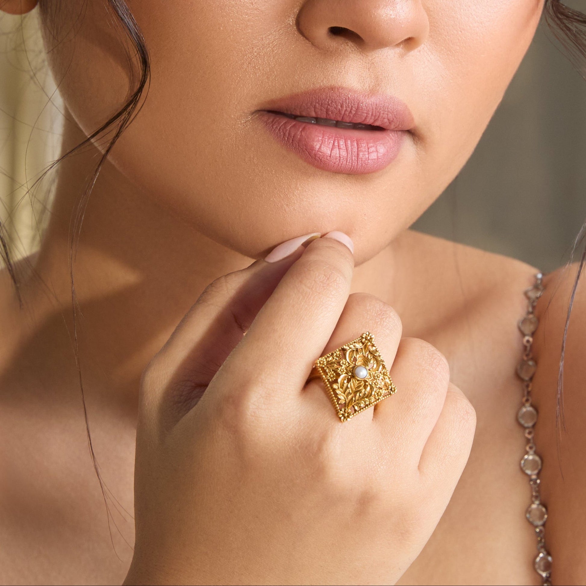 Pushpa Antique Silver Ring