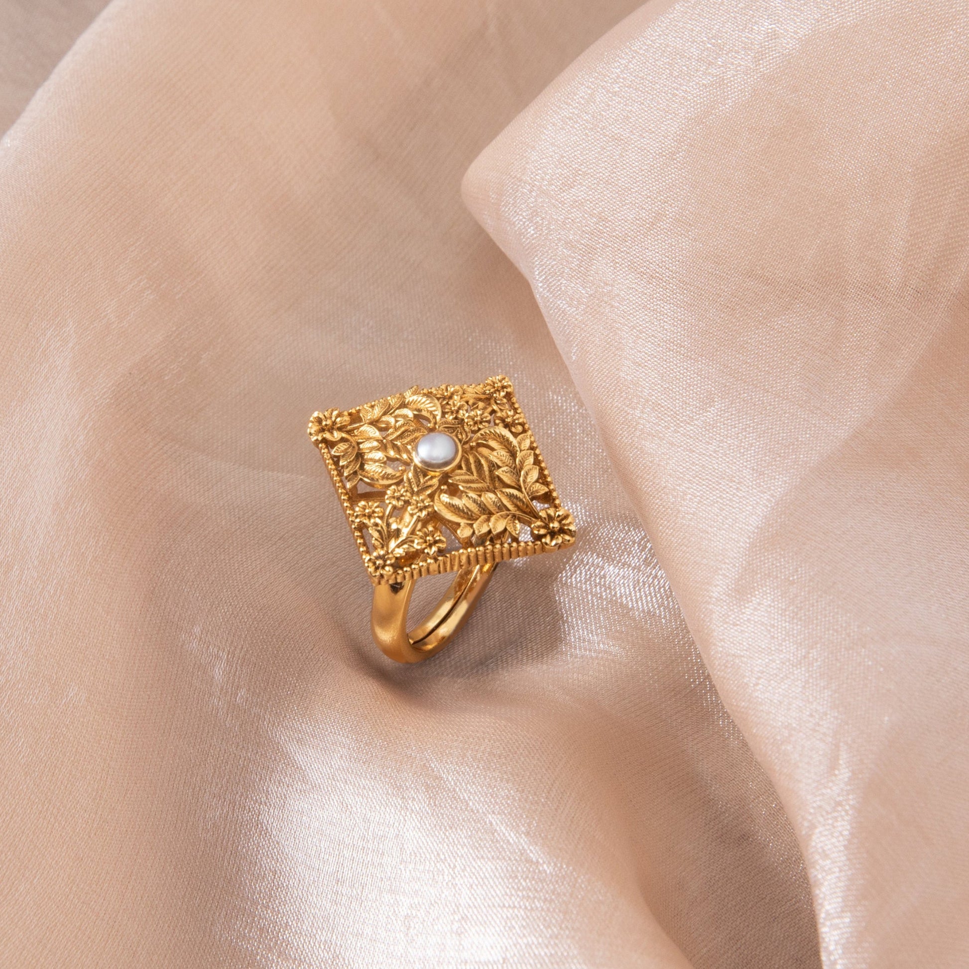 Pushpa Antique Silver Ring