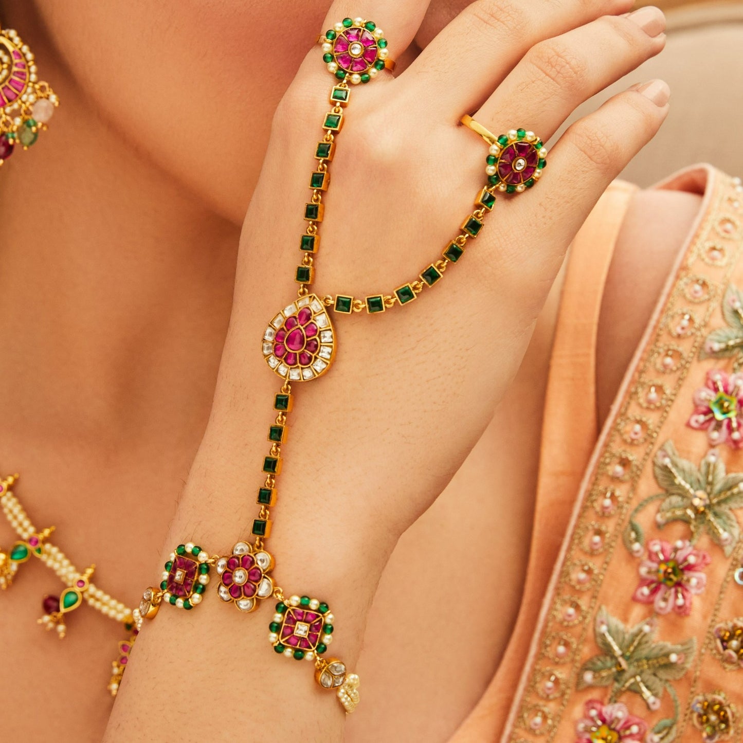 Rituvarna Heritage Jadau Silver Haath Phool