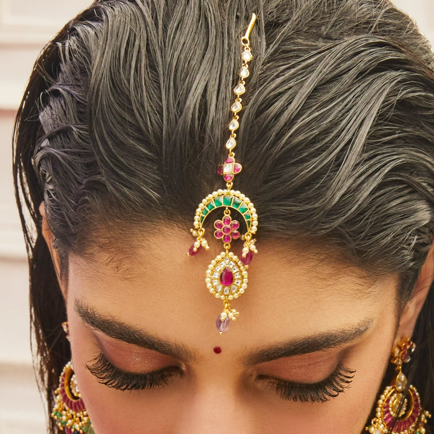 Swarnim Pushp Heritage Jadau Silver Maangtika