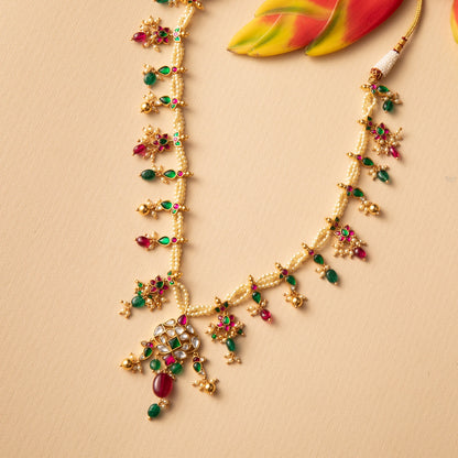 Kempu Vintage Silver Pearl Necklace
