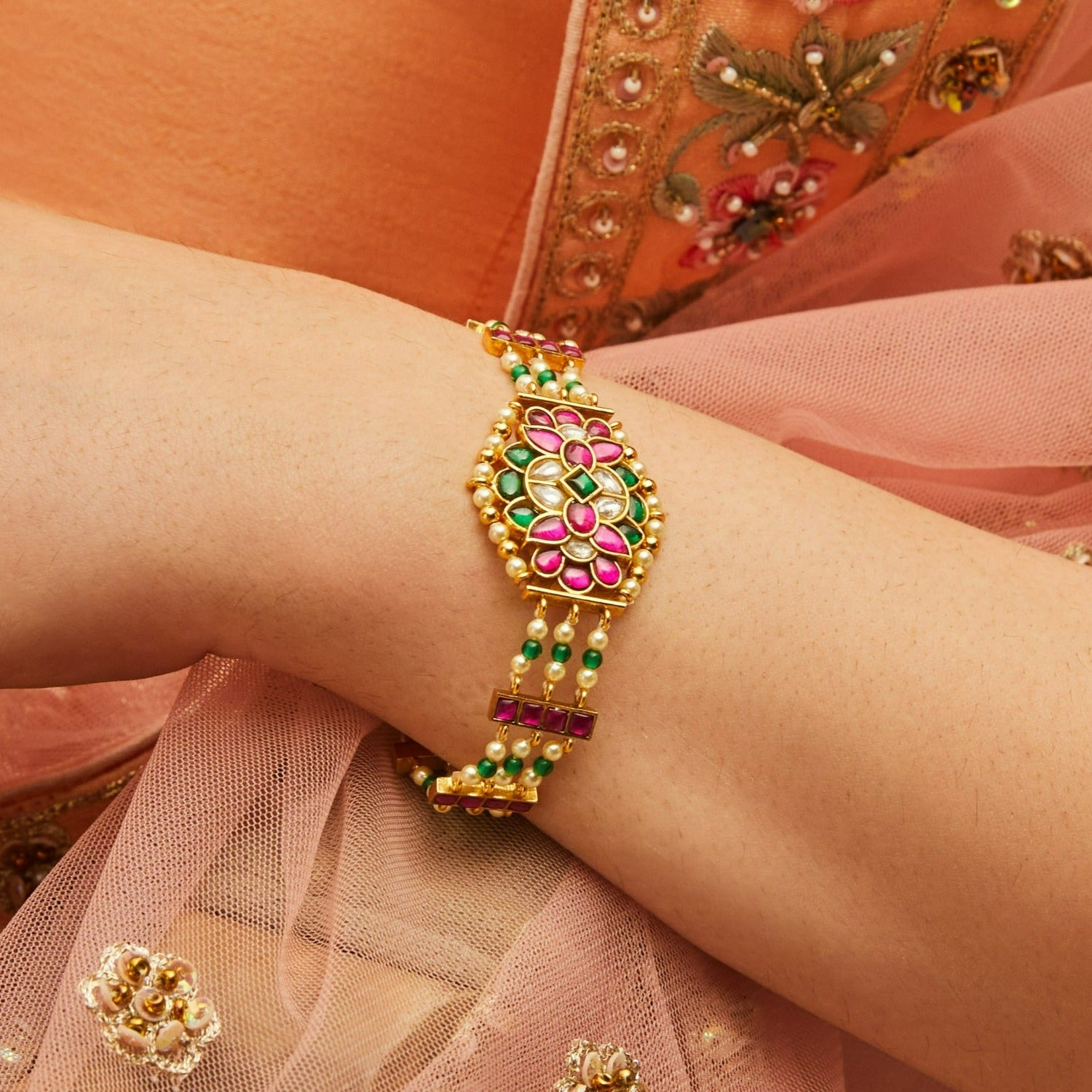 Sringar Heritage Jadau Silver Bracelet