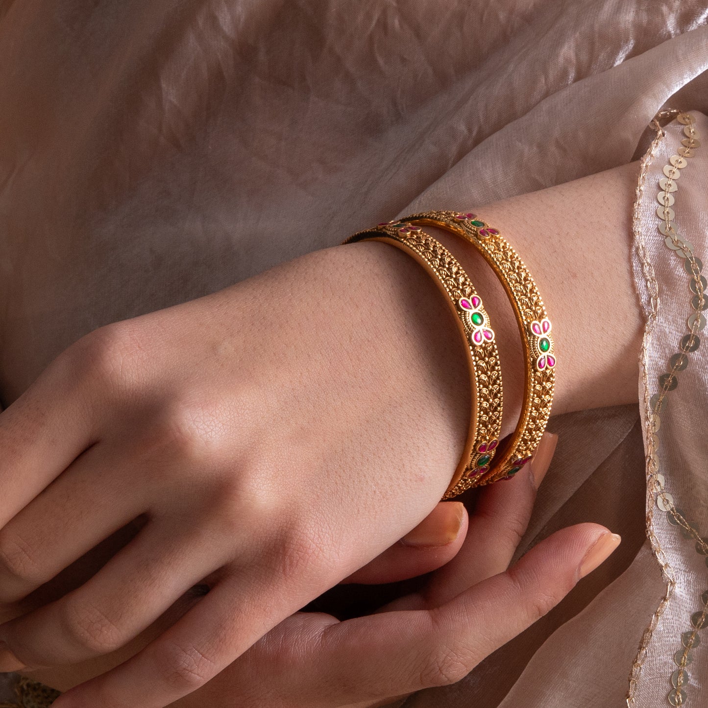 Kishori Antique Silver Bangles