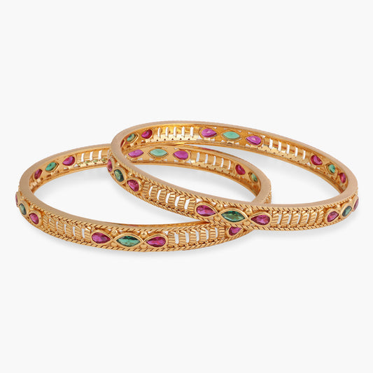 Regal Bloom Kempu Antique Bangle