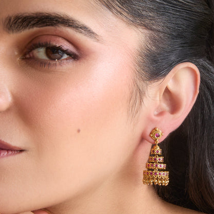 Chandrika Antique Silver Jhumka Earrings