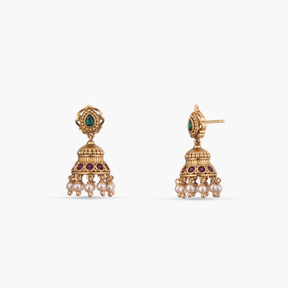 Kamala Antique Silver Jhumka Earrings