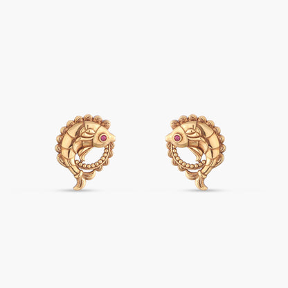 Snigdha Matsya Antique Silver Stud Earrings