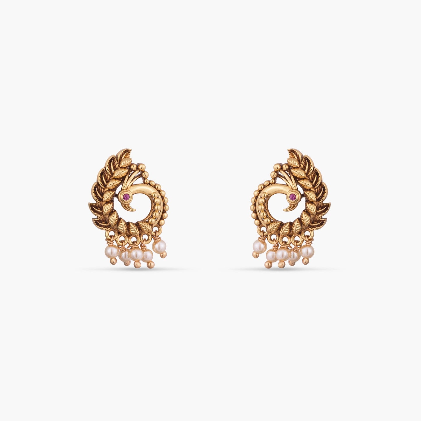 Mayil Antique Silver Stud Earrings