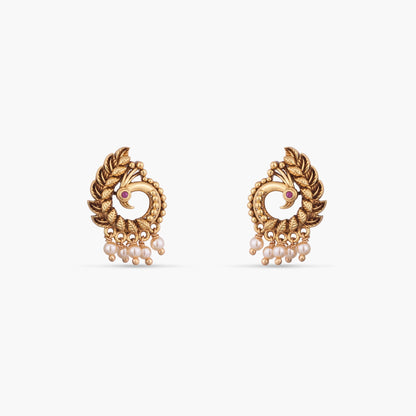Mayil Antique Silver Stud Earrings