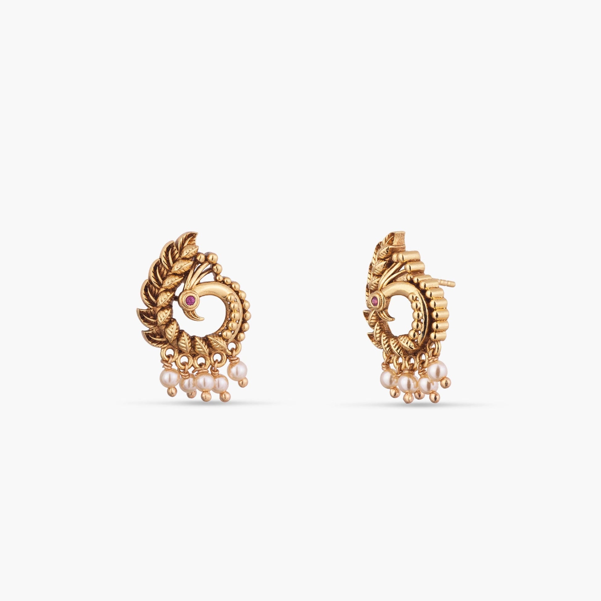 Mayil Antique Silver Stud Earrings